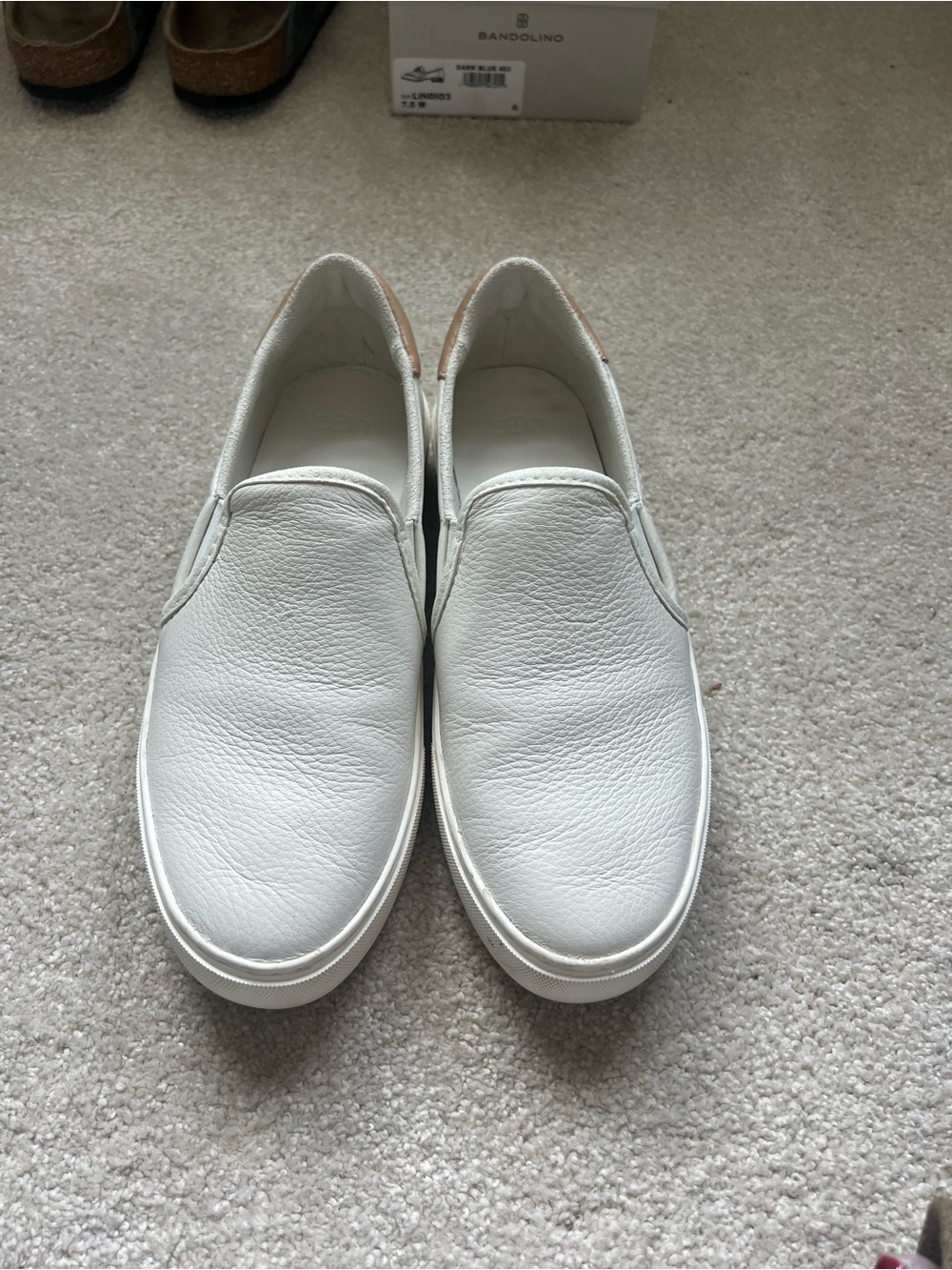 UGG White Leather Slip-On Flats